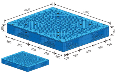 Palet de plàstic euro de reixeta de doble cara